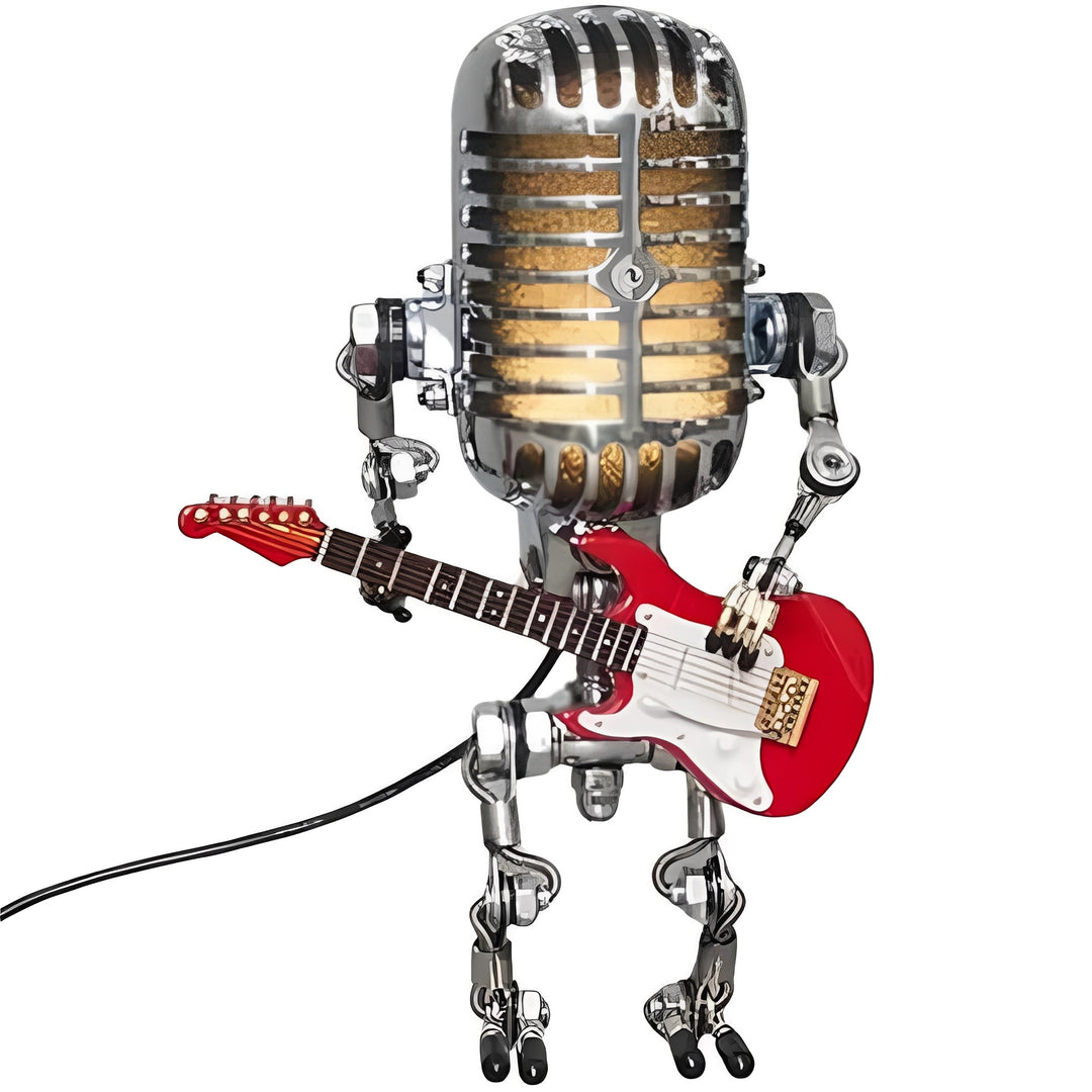 Charming robot desk lamp with LED light, perfect for vintage industrial home office decor & accent lighting.