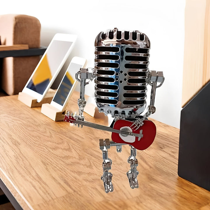 Decorative robot LED desk lamp, an industrial style vintage accent light, ideal as a unique gift or home office decor.