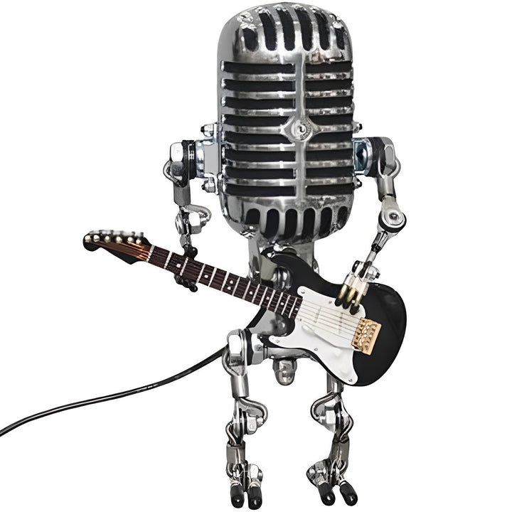 Novelty robot desk lamp, a vintage industrial LED accent light. Perfect for home office decor & unique retro lighting.