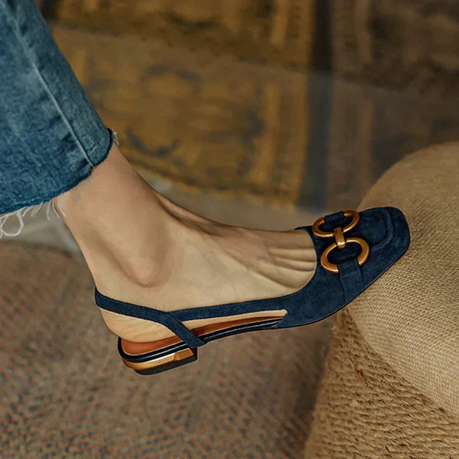 Elegant women's slingback flats with ergonomic comfort & cushioned support for all-day wear.