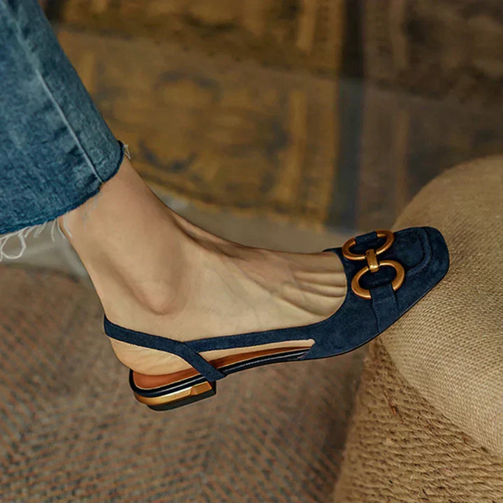 Elegant women's slingback flats with ergonomic comfort & cushioned support for all-day wear.