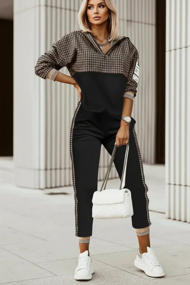 Stylish top of a women's casual tracksuit set, featuring comfortable design for athleisure & everyday wear.