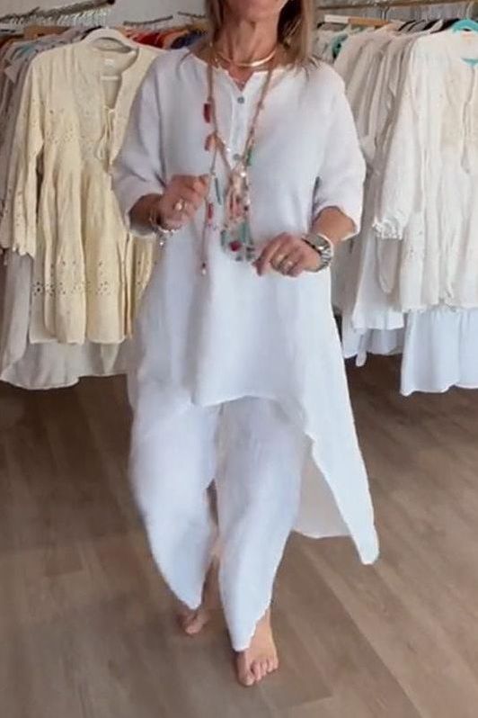 Chic women's coordinated outfit set, perfect for elegant casual wear and versatile fashion.