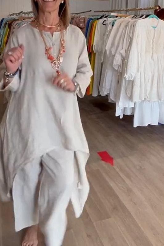 Elegant women's chic coordinated set for versatile casual wear. A fashionable matching outfit.