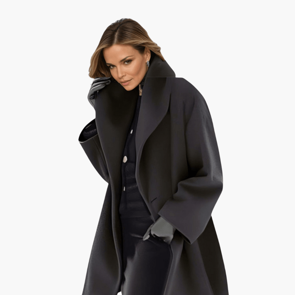 Elegant women's jacket with a chic wide collar & modern concealed closure. Ideal for stylish layering.