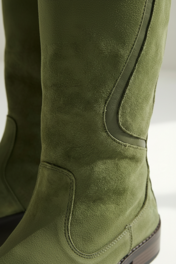 Elegant green knee-high boots for women. Stable & comfortable for city adventures and daily style.