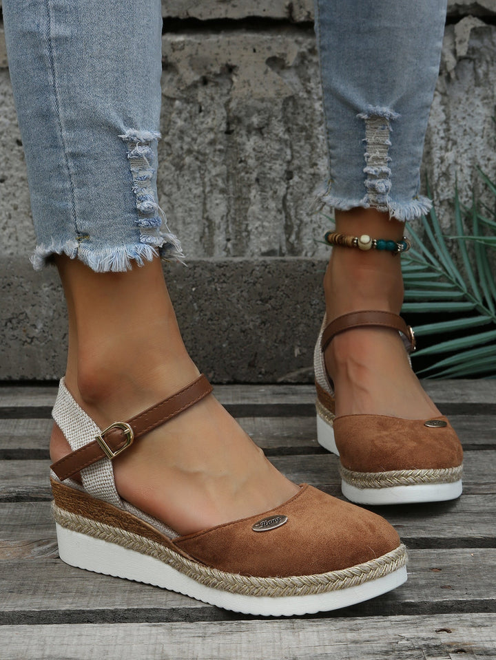 Chic women's platform espadrille sandals for summer fashion & vacation. Elegant, comfortable closed-toe design.
