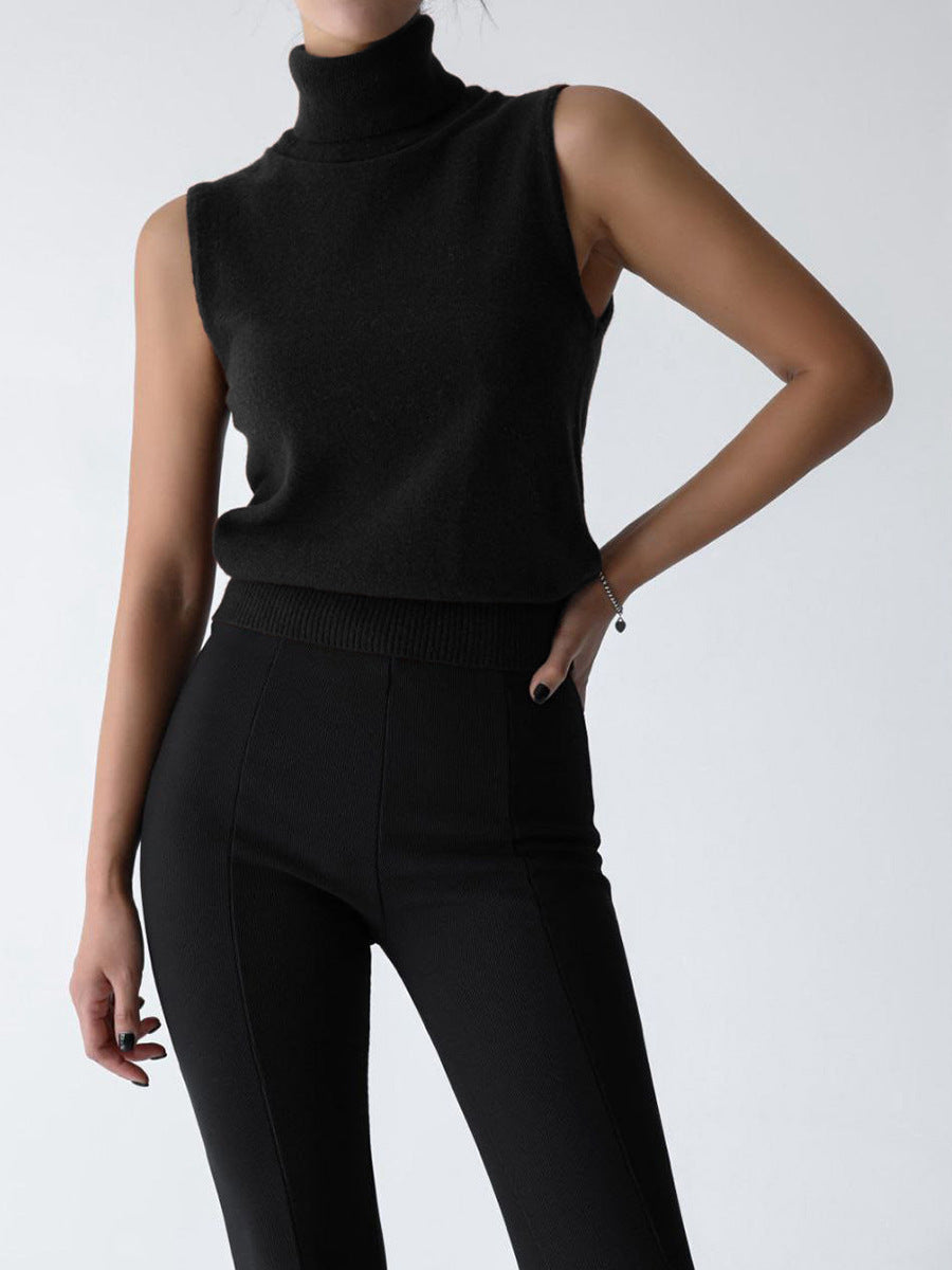 Effortless chic women's sleeveless mock neck top, a versatile piece for modern wardrobes.