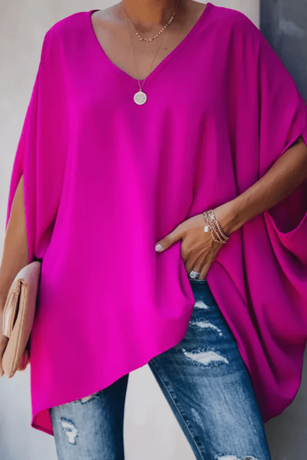 Women's versatile pleated top, a chic V-neck blouse suitable for spring fashion, casual outings & office attire.