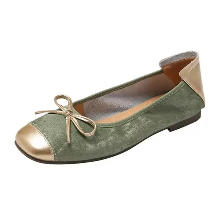 Chic women's square toe ballet flats with elegant bow detail for all-day comfort & style. Perfect everyday footwear.