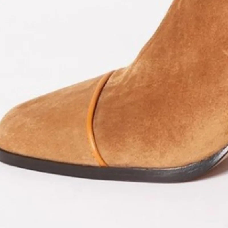 Modern women's chic square toe heeled boots, designed for comfort and style, perfect for everyday wear.