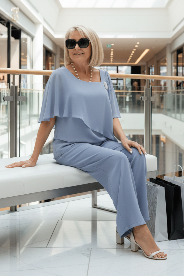 Comfortable women's lounge two-piece set, a stylish matching outfit for casual wear or summer travel.