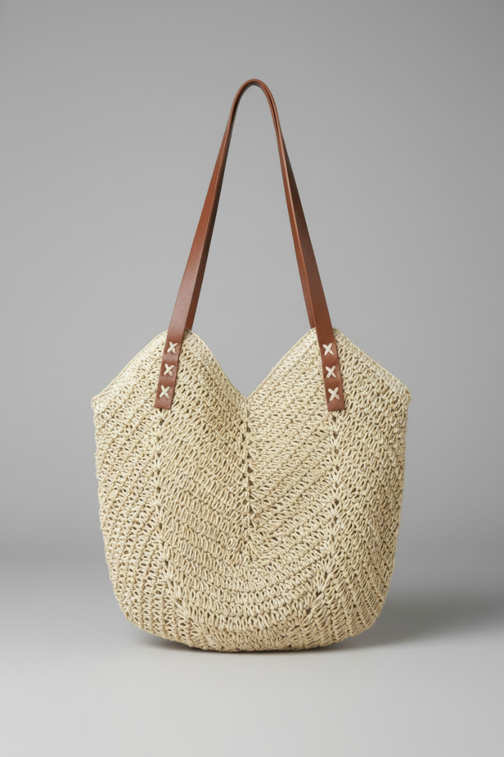 Casual women's brown textured woven shoulder bag, a stylish and chic fashion accessory for everyday.