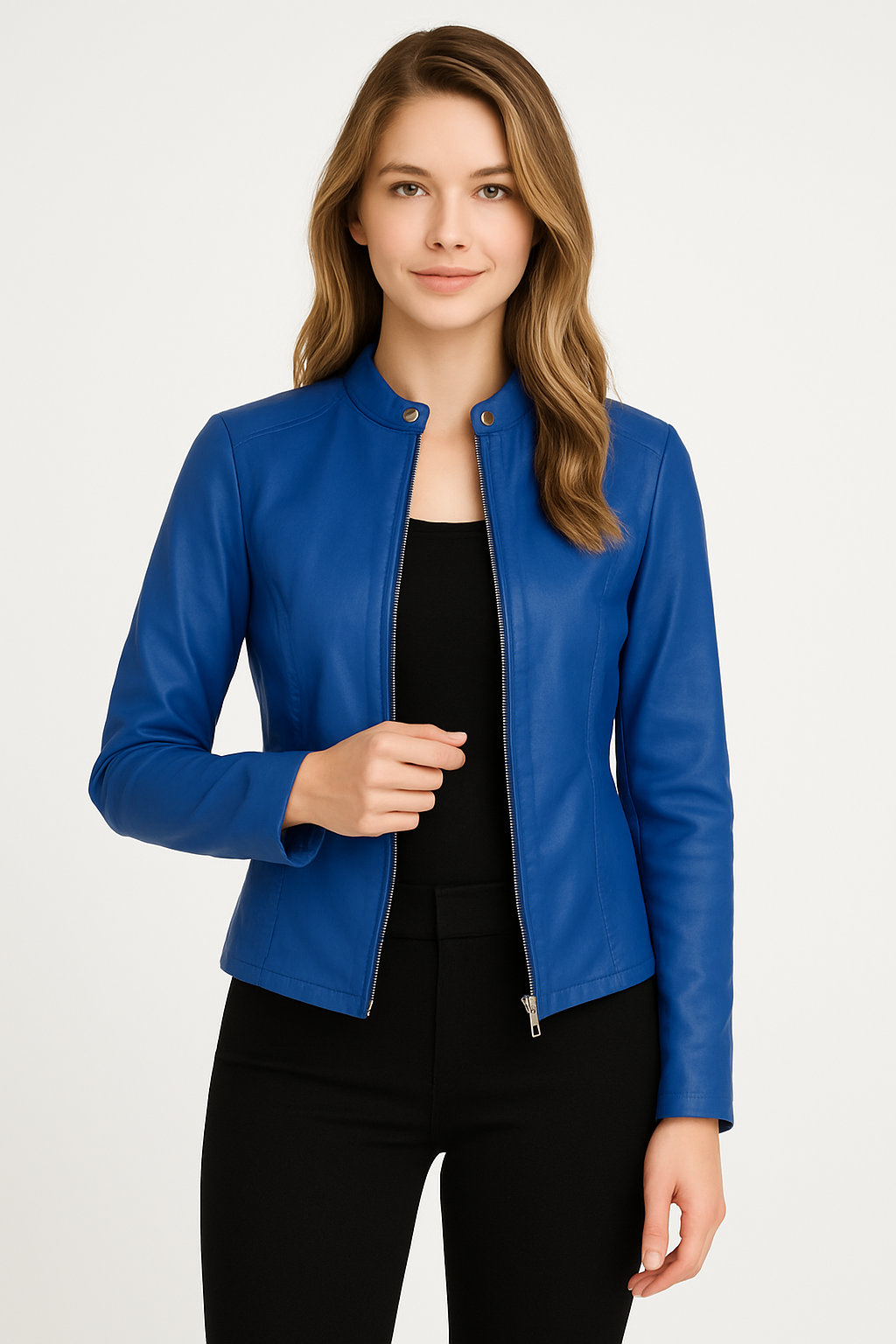 Lightweight women's zip jacket, a chic and stylish outerwear piece for versatile modern everyday fashion.