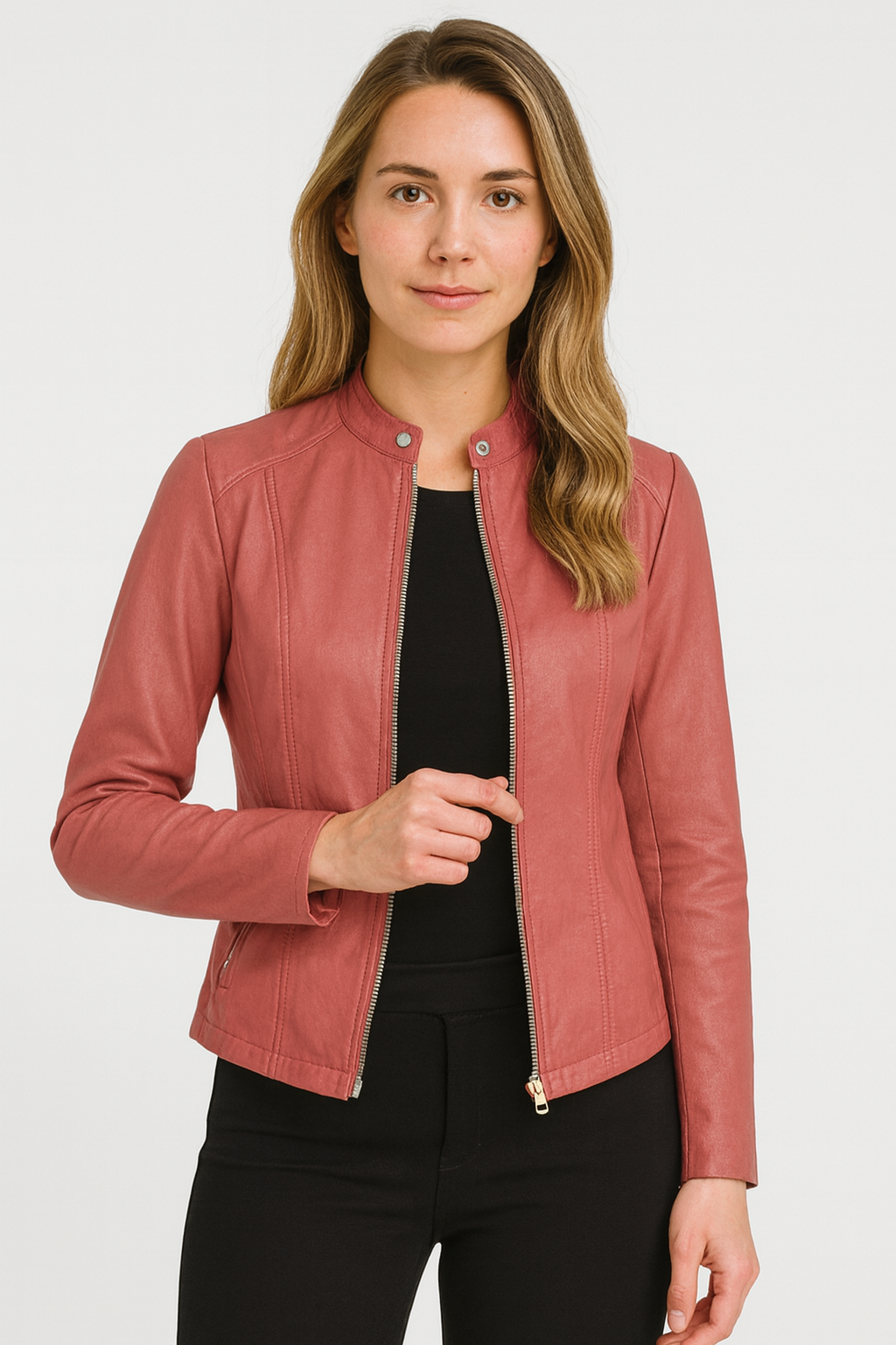 Stylish women's zip jacket outerwear. A modern and chic piece for versatile everyday and evening fashion.