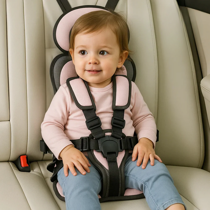 Easy-to-install portable car seat, a lightweight child safety harness perfect for travel and rideshares.