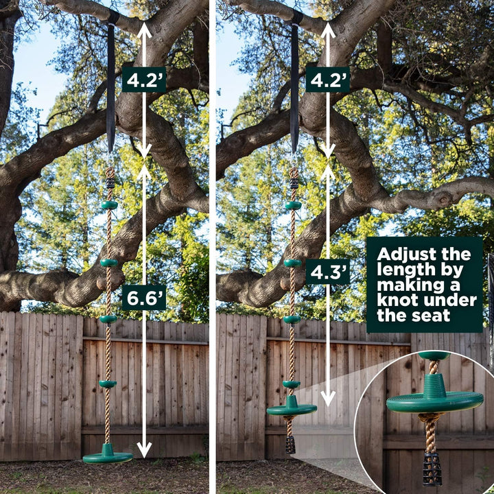 Tree swing set platforms offering multiple climbing points for kids, promoting active outdoor play and adventure.