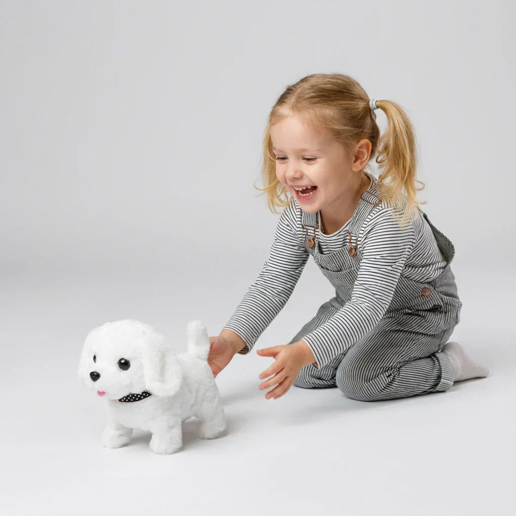 Fun electronic walking puppy toy, an interactive robotic pet that walks & barks, ideal pet alternative for kids.