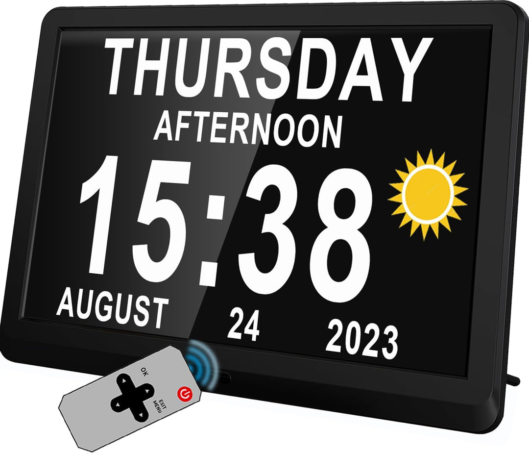Claryon Clear 11.5-inch Digital Day Clock with large, easy-to-read display for senior vision support.