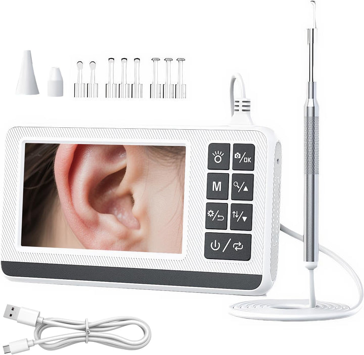 Claryon digital ear cleaning otoscope with 3.9mm HD camera & 4.3-inch screen for safe wax removal.