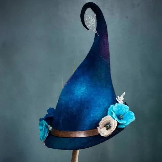 Unisex black felt witch hat, a unique & magical accessory for any Halloween party costume.