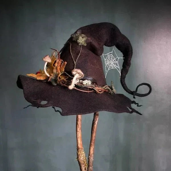Eco-friendly felt witch hat, a classic unisex Halloween costume accessory for parties.