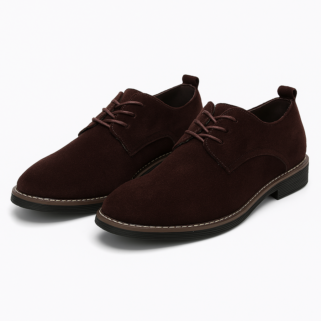 Modern navy blue men's Derby shoes, comfortable lace-up design for office wear & sophisticated smart casual fashion.