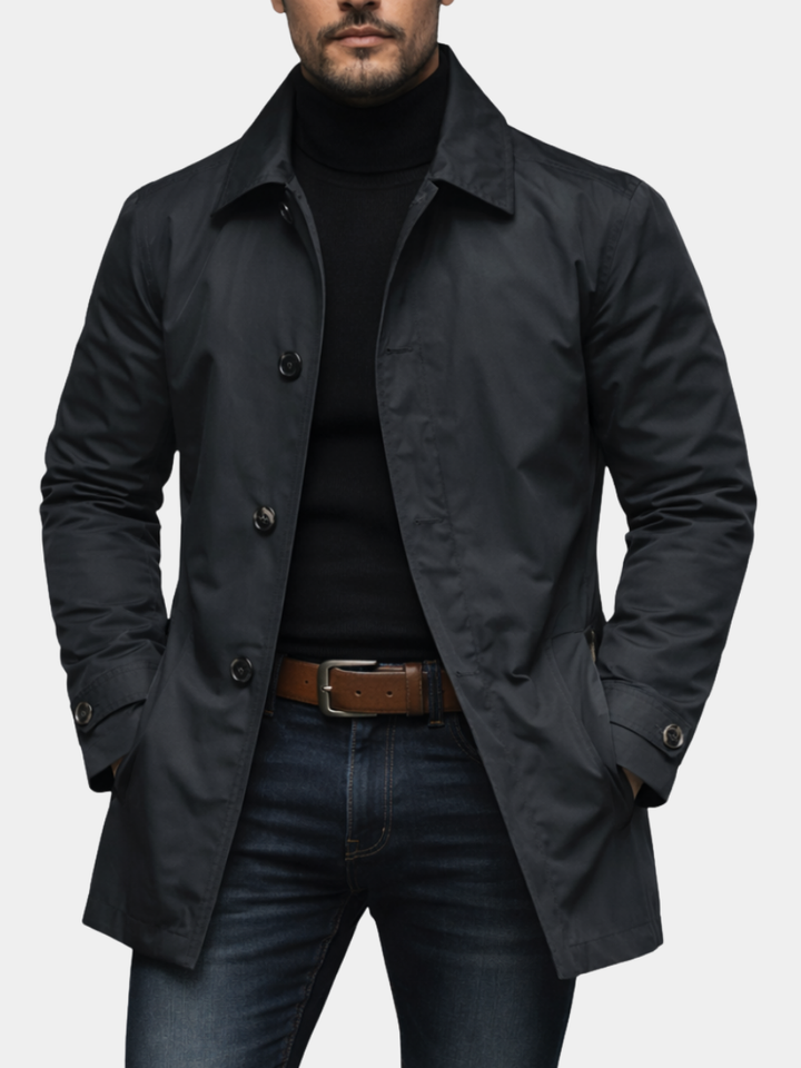 Classic Men's Car Coat: Timeless hip-length outerwear with a tailored fit & button front, perfect for autumn & winter style.