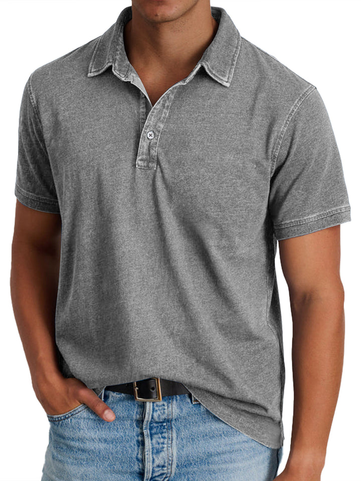 Comfortable men's relaxed fit polo shirt. Short sleeve, classic design with button placket for everyday casual wear.