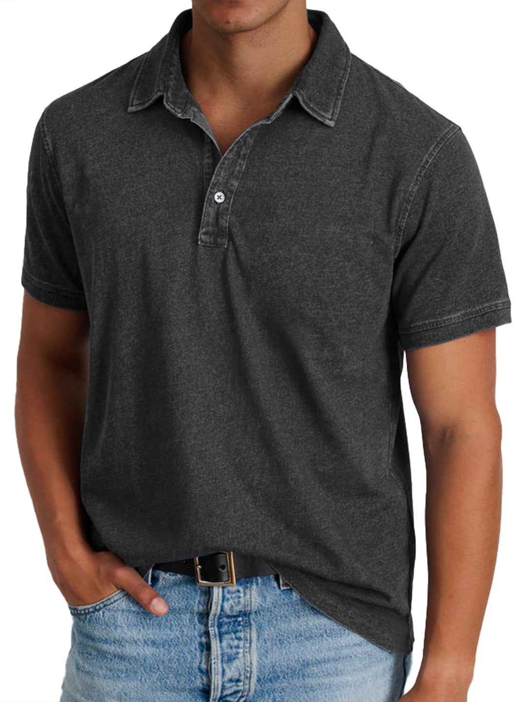 Essential men's classic relaxed fit short sleeve polo shirt, a versatile top for casual and everyday men's wear.