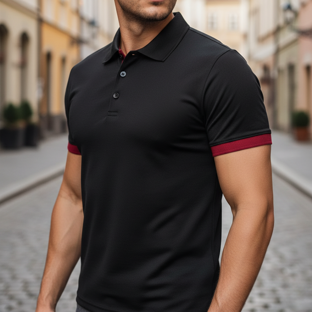 Men's casual short sleeve polo shirt, button-up, perfect for summer & spring style.