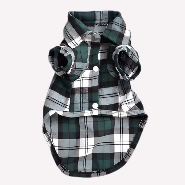 Timeless plaid dog shirt for pets, a classic style dog apparel item designed for comfort and fashion.