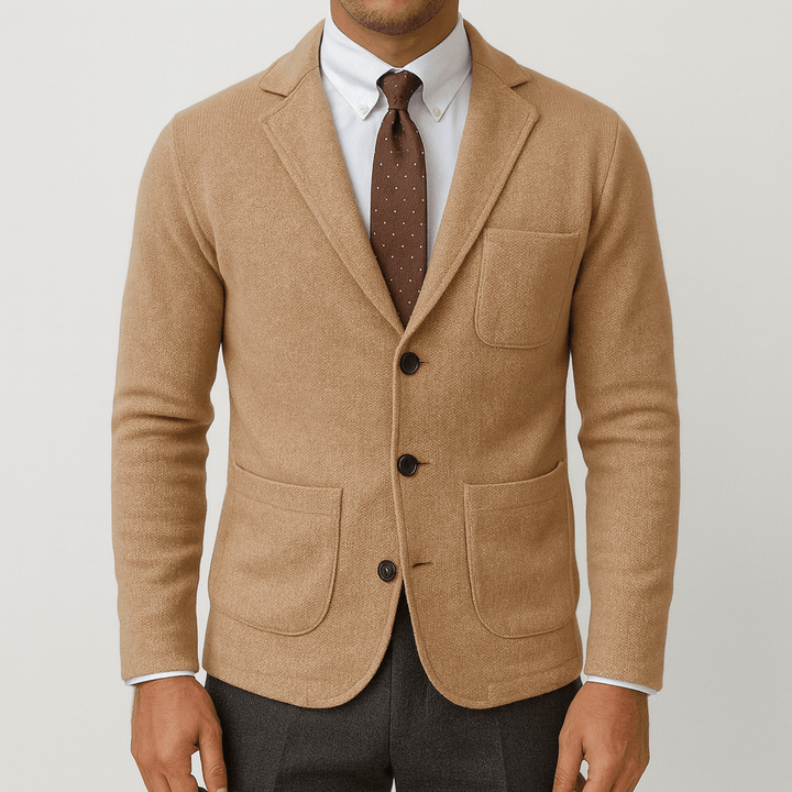 Classic tailored men's blazer. Refined single-breasted style perfect for formal wear & business attire.