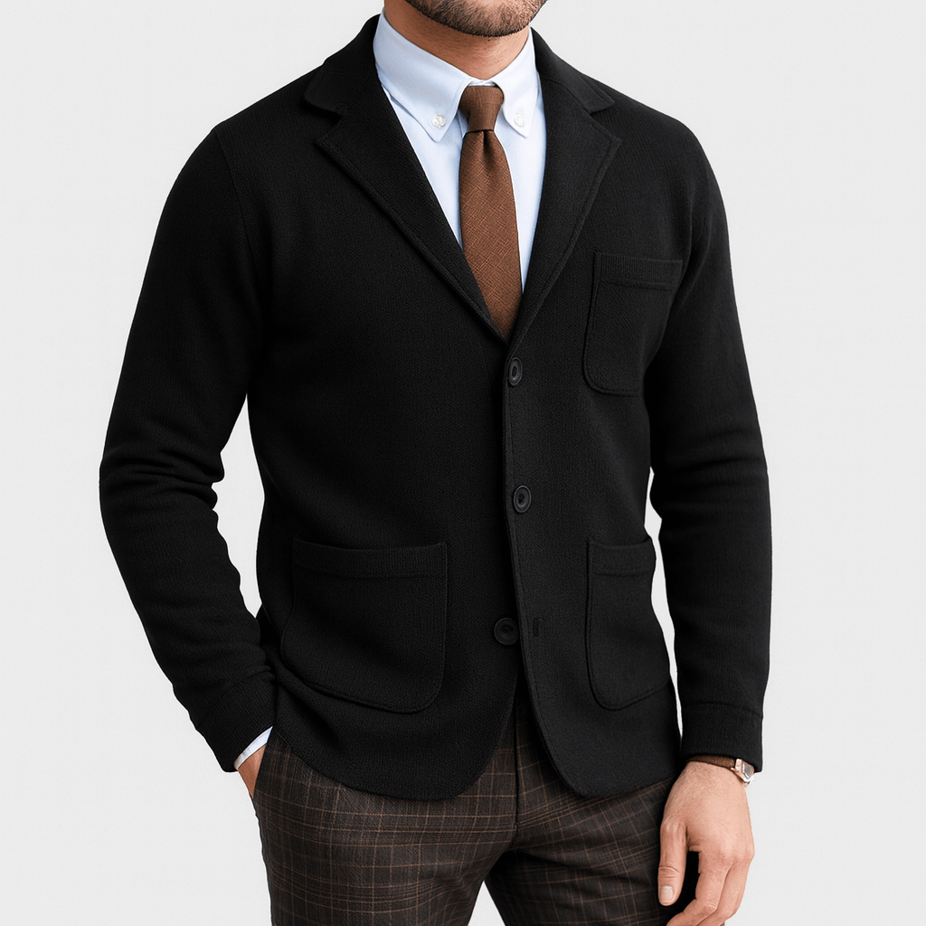 Elegant men's fashion blazer. Tailored single-breasted classic style, great for business and formal occasions.