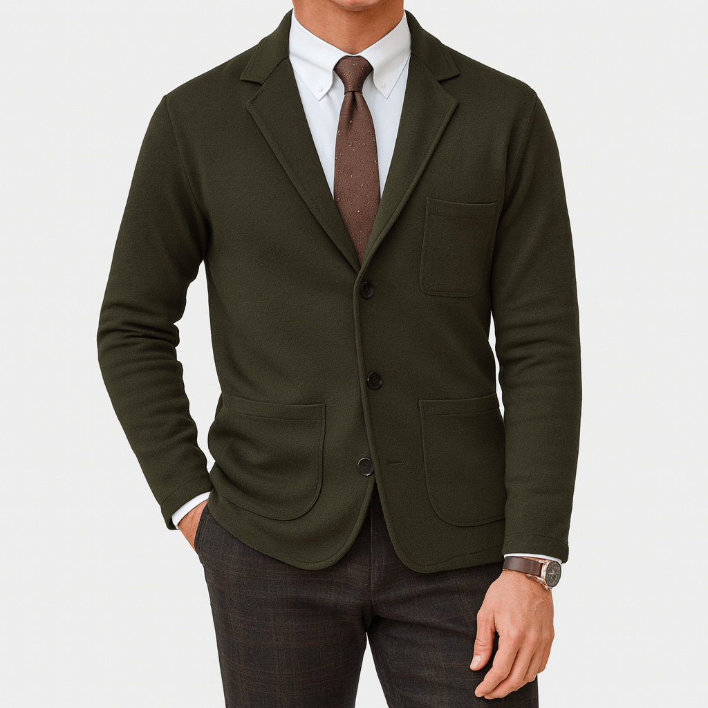 Premium men's tailored blazer. Classic single-breasted jacket, essential for formal, business, & smart casual looks.