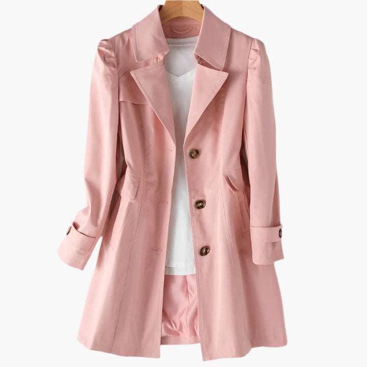 Women's professional trench coat, featuring a classic design and tailored fit for elegant, smart casual styling.