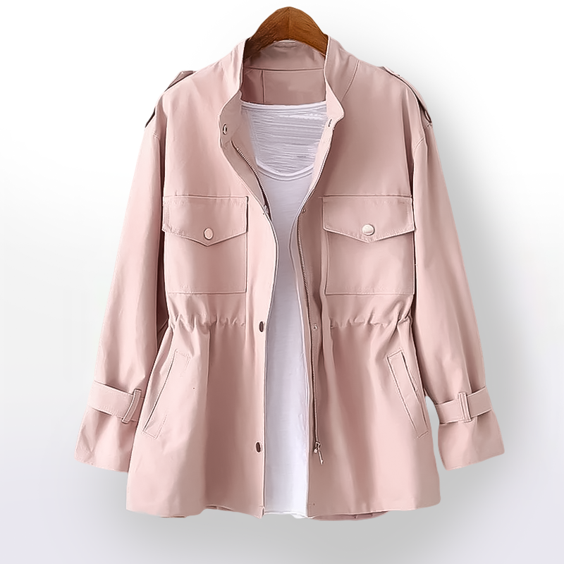 Structured women's trench coat, featuring a stylish belted waist and chic notch collar for versatility.