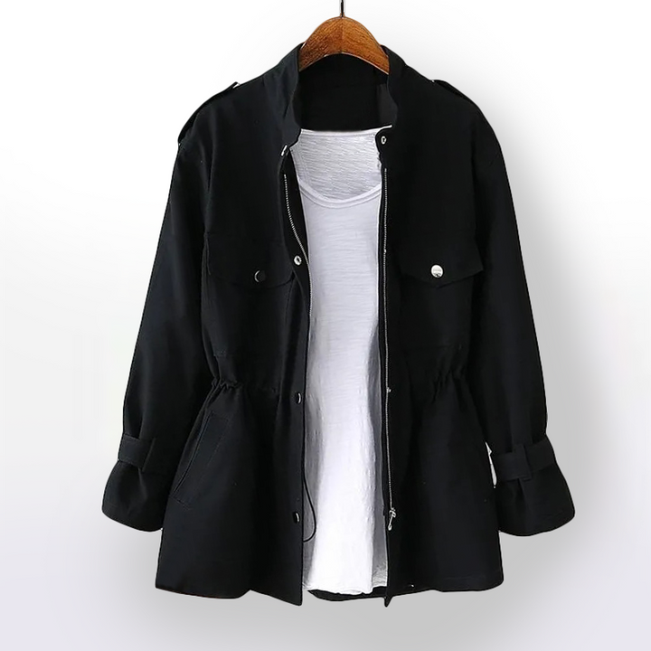 Versatile women's belted trenchcoat, ideal workwear & outerwear. Structured, chic design for spring fashion.