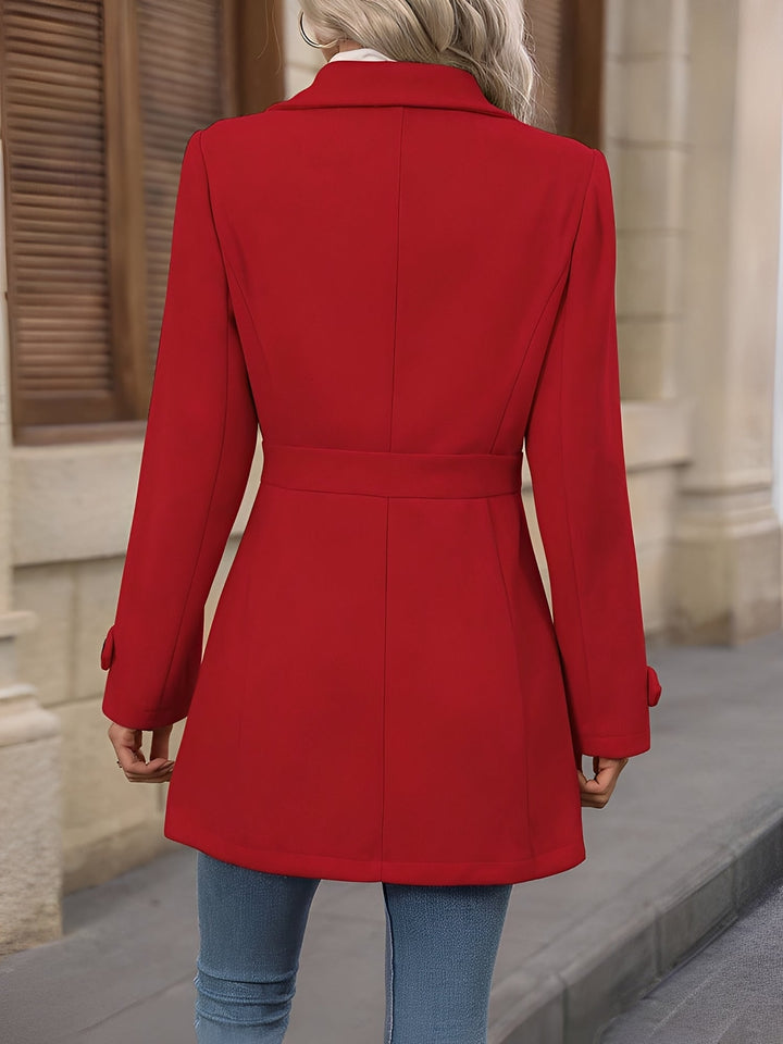 Women's classic fall trench coat, double-breasted with a chic belted waist, perfect for layering.