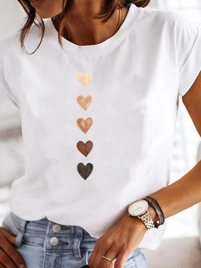 Classic women's short sleeve summer t-shirt in a relaxed fit, perfect for casual everyday wear and comfort.