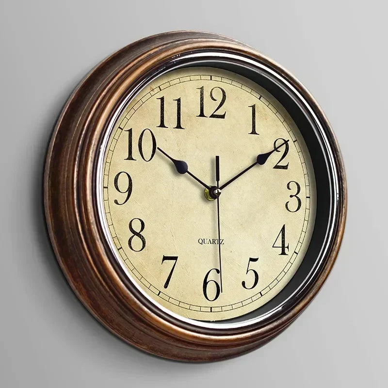 Classic wooden wall clock with large, easy-to-read numbers. Silent vintage style decor for living room, kitchen, office.