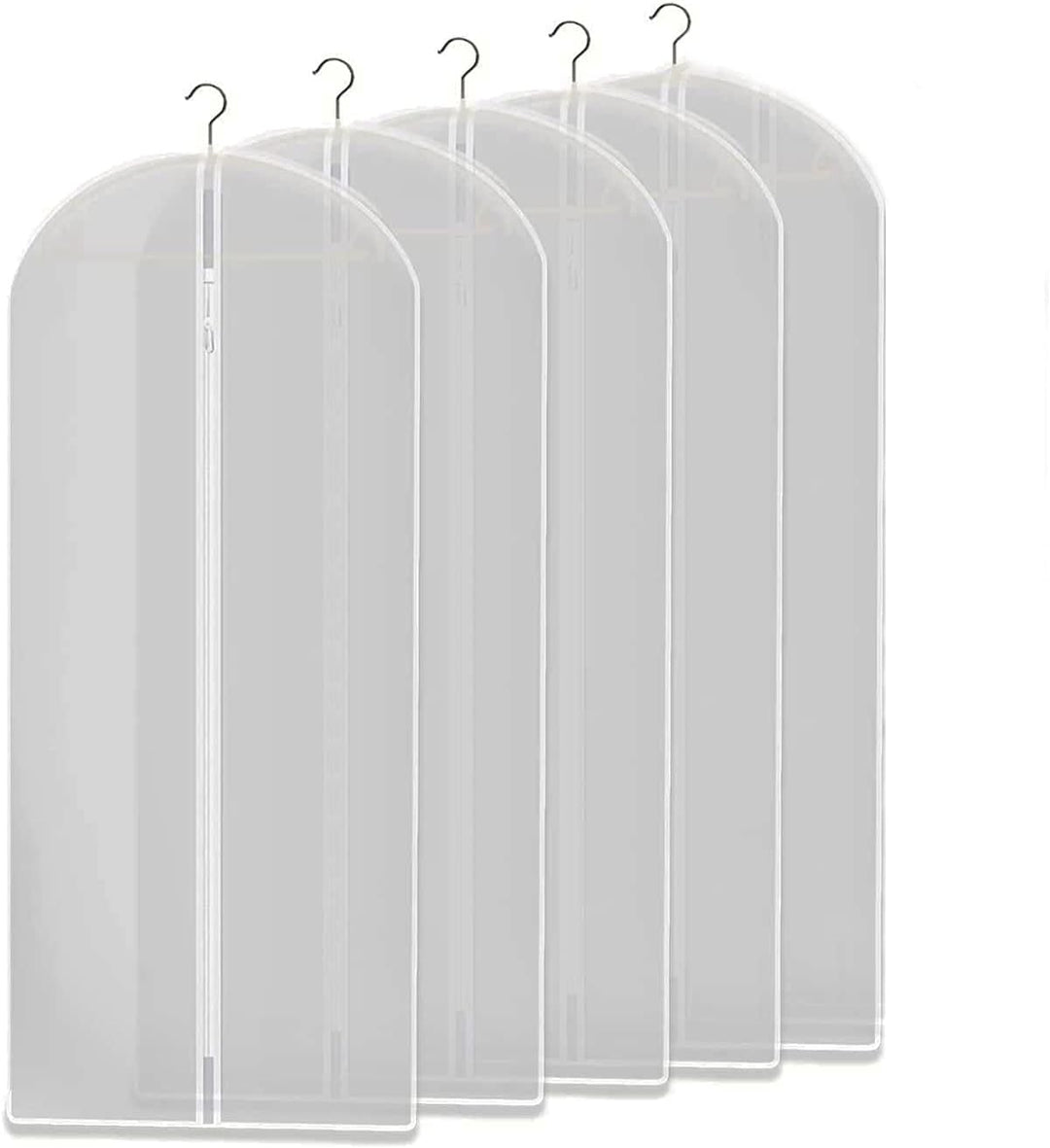 Clear 10-pack garment storage bags for dustproof clothing protection & wardrobe organization. Perfect for suits, dresses.