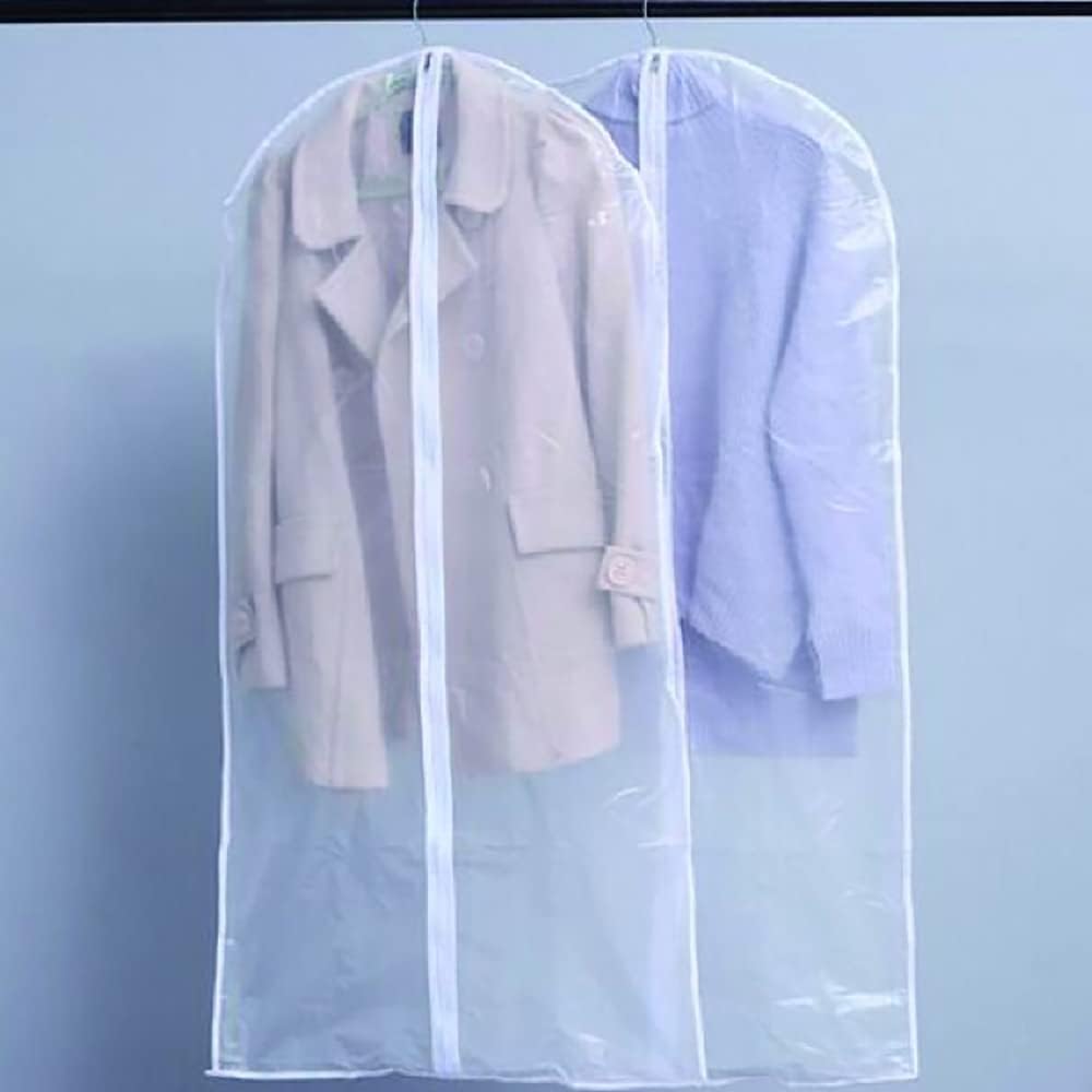 Breathable home garment bags, clear 10-pack, ideal for closet storage & clothing protection. Keeps garments dust-free.