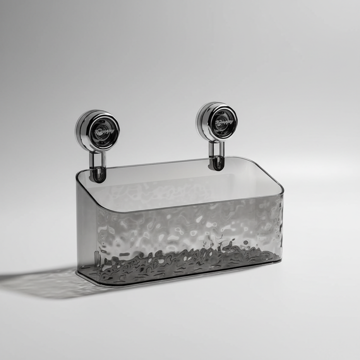 Efficient wall organizer for shower & bathroom. Clear no-drill caddy provides essential storage in damp areas.