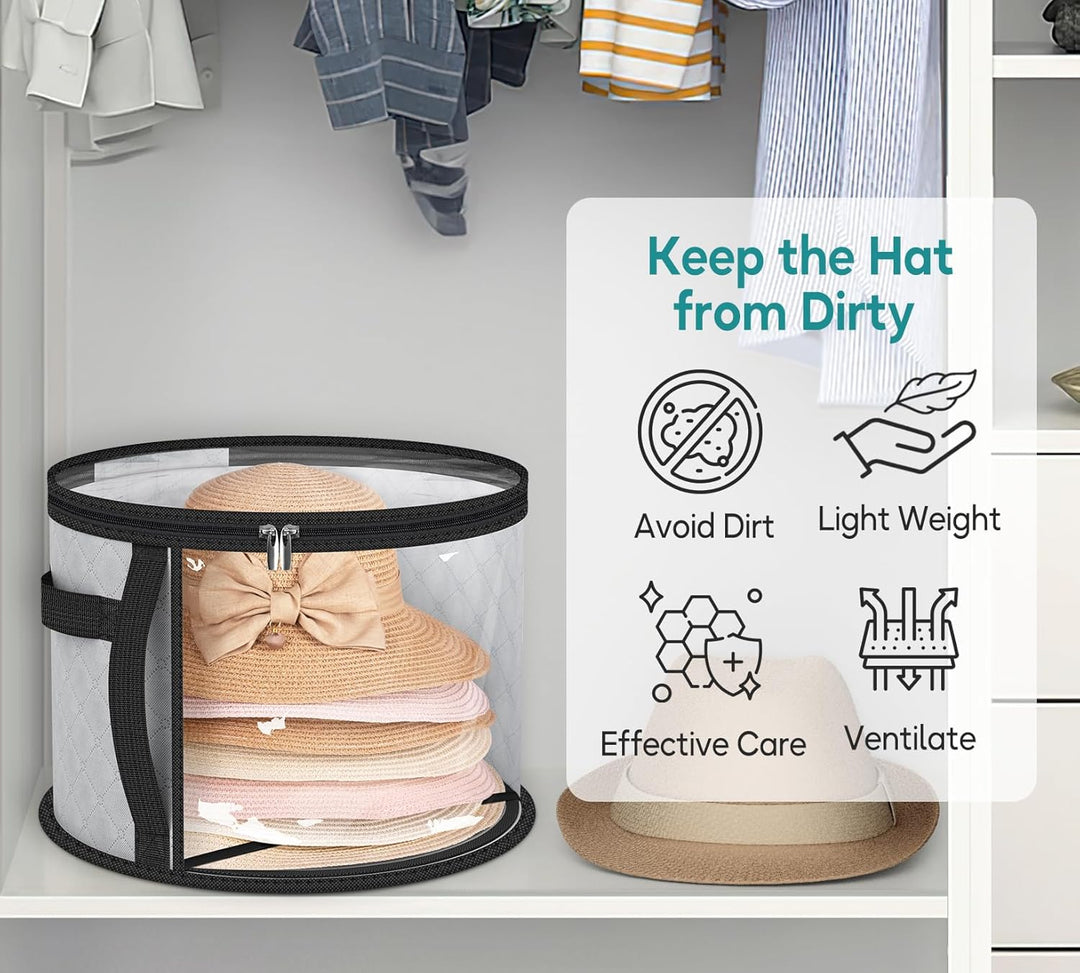 Dustproof clear case for wide-brim hats. Essential for protecting fedoras, cowboy hats & headwear storage.