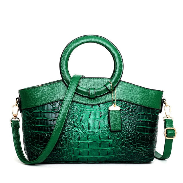 Elegant women's vintage shoulder bag, croc embossed faux leather, versatile fashion accessory.