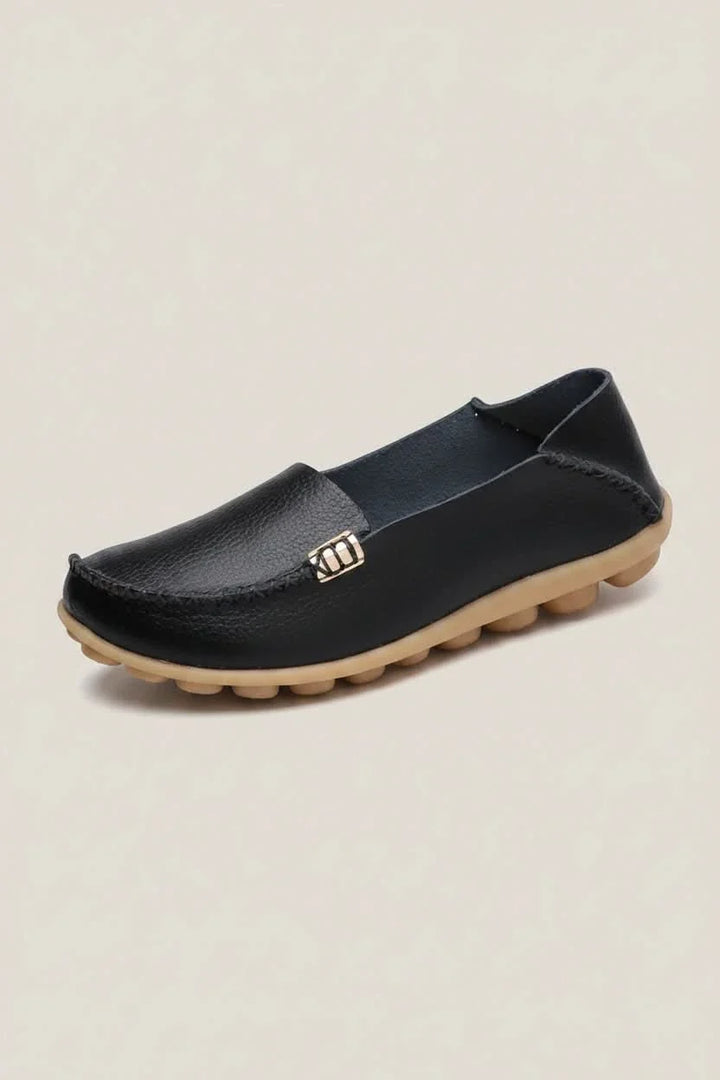 Front view of women's round toe comfort shoes, designed for easy slip-on convenience.