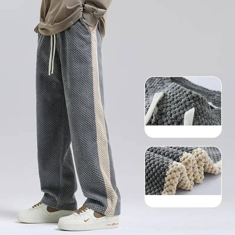 Men's comfortable gray corduroy sweatpants by Cloudwear, featuring an adjustable drawstring