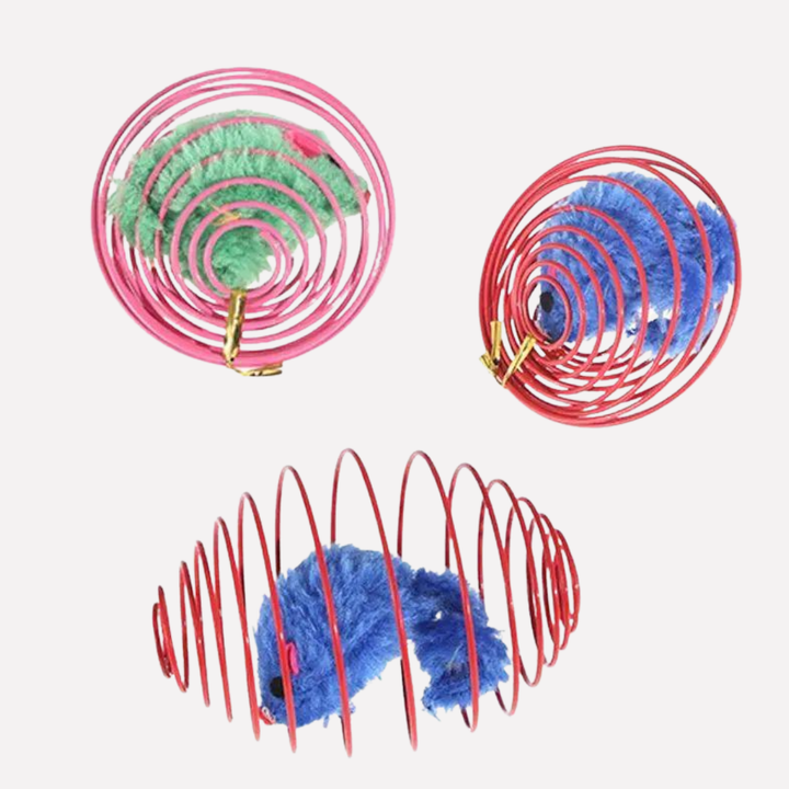 Engaging spring toy balls for cats & kittens, encouraging active play and enriching indoor pet activities.