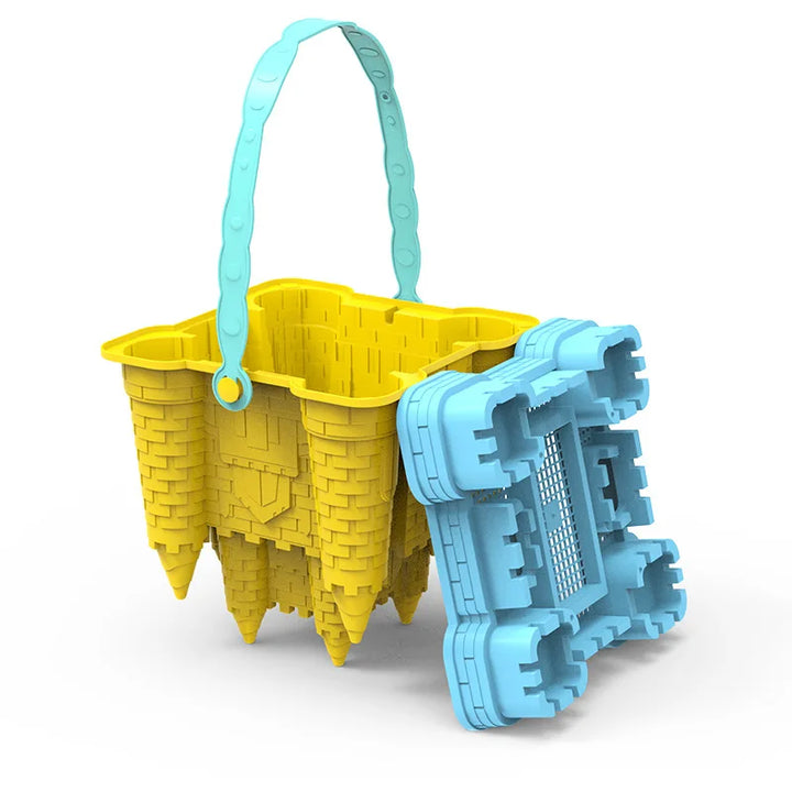 Vibrant sandcastle playset for children, ideal for outdoor summer fun & creative beach adventures.